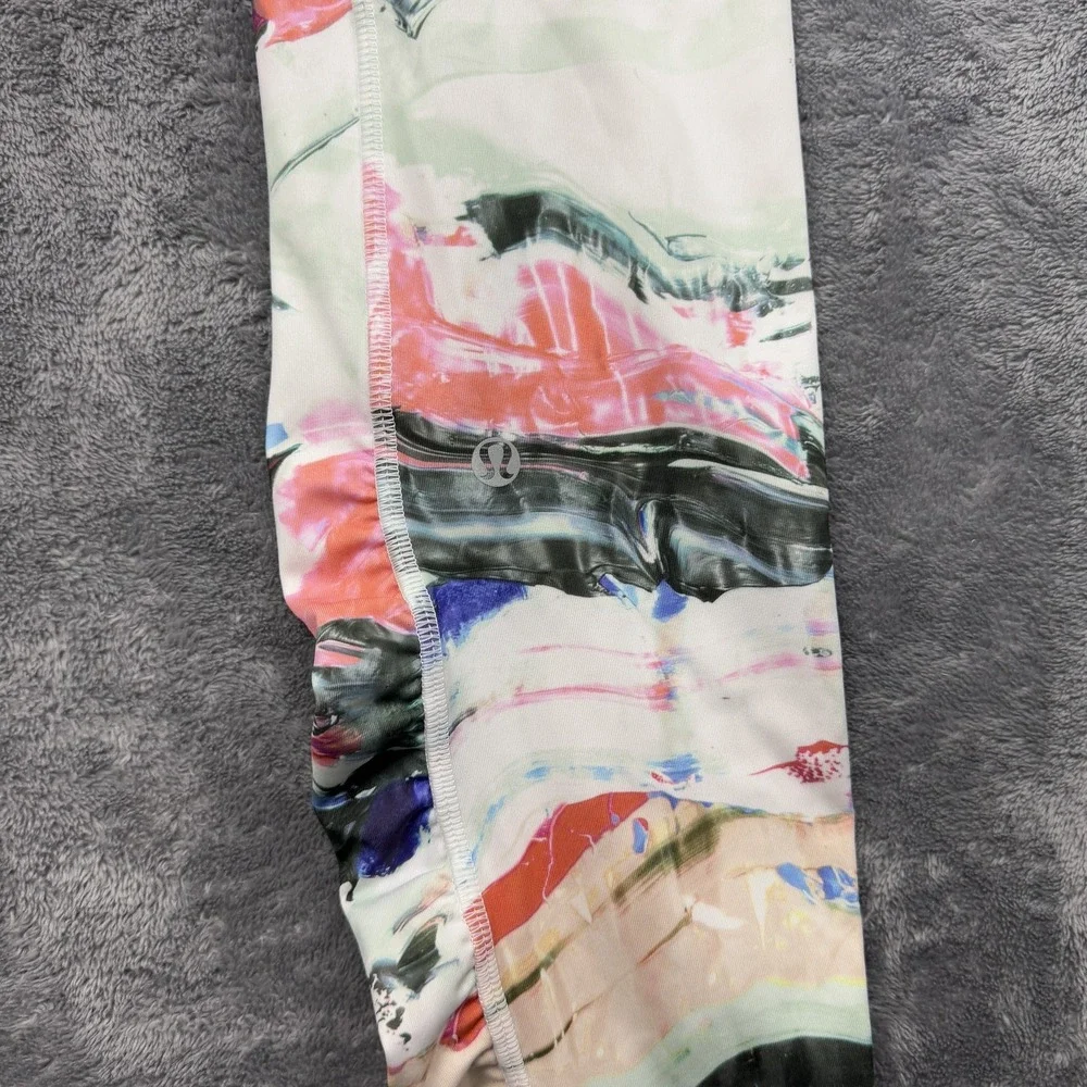 Lululemon Pants Womens 8 Multicolor‎ Ruched Waistband Running Active Gym Yoga